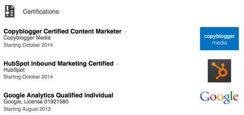 section certifications linkedin