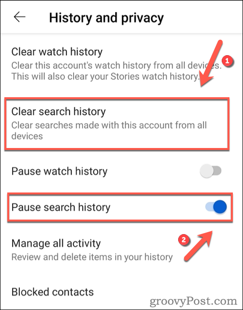 Effacer l'historique de recherche YouTube sur Android