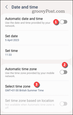 Définir un fuseau horaire personnalisé sur Android