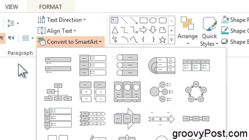 survolez les options Aperçu en direct PowerPoint 2013 Smart Art Feature Styles d'aperçu 