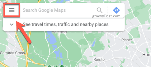 Icône de menu hamburger Google Maps