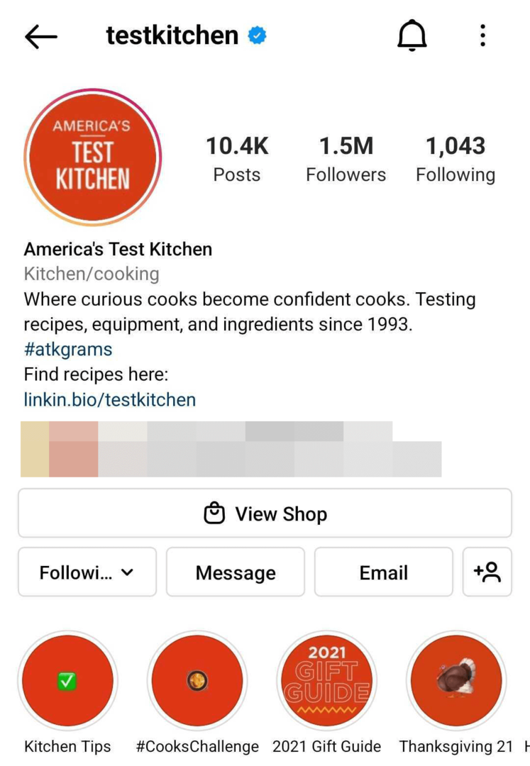 image du profil d'entreprise Instagram optimisée pour la recherche