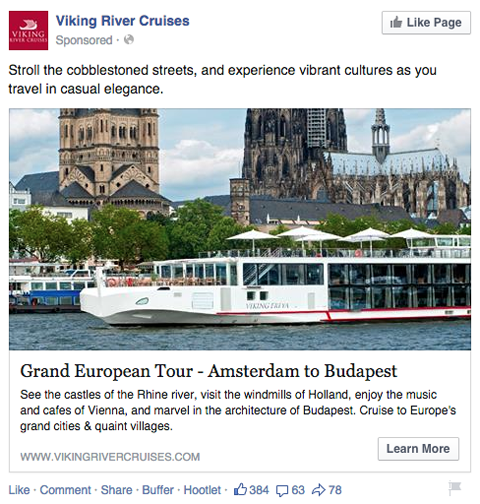 viking river cruises facebook fil d'actualité annonce