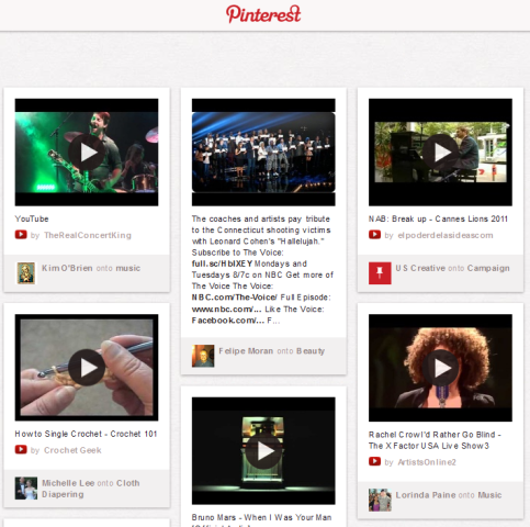 Pinterest avec des vidéos