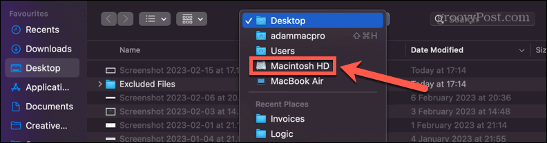 mac sélectionner disque dur