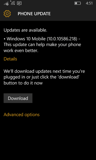 Mise à jour d'avril de Windows 10 Mobile