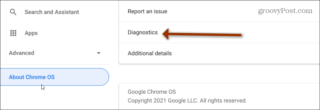 Diagnostics Chromebook