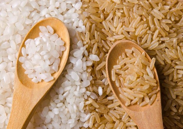 riz brun avec riz blanc