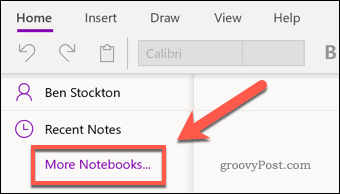 Icône de menu OneNote More Notebooks