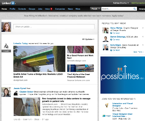 page d'accueil linkedin
