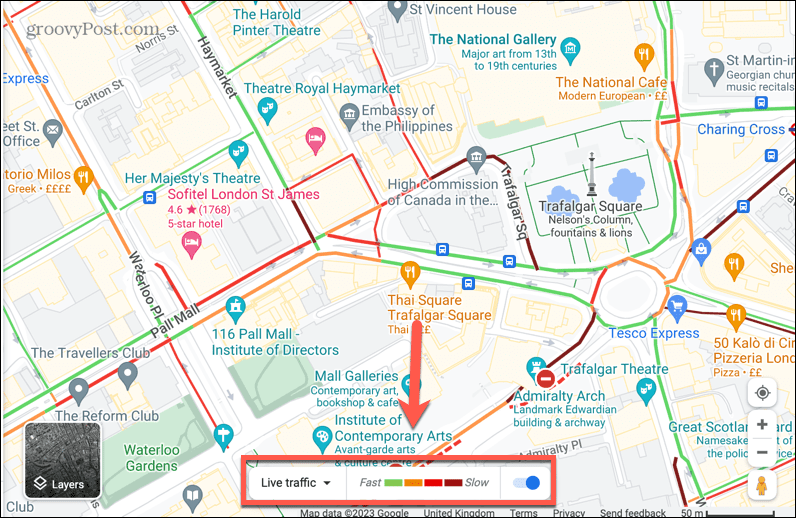 barre de trafic en direct de google maps