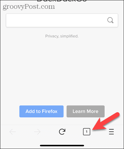 Appuyez sur le bouton d'onglet dans Firefox pour iOS