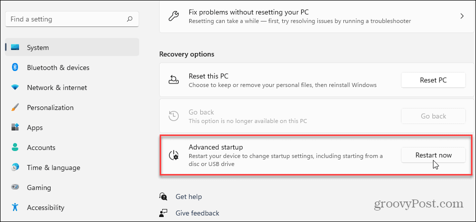  Paramètres de démarrage avancés Windows 11