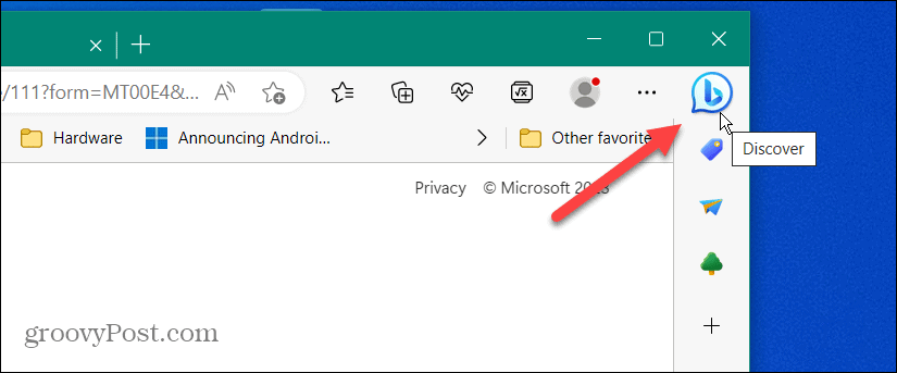 Supprimer le bouton Bing Chat de Microsoft Edge