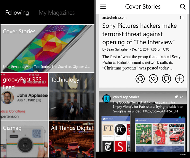 Flipboard enfin disponible pour les téléphones Windows 512 Mo