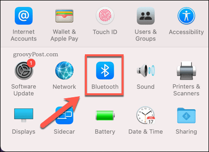 Ouverture du menu des paramètres Bluetooth sur Mac
