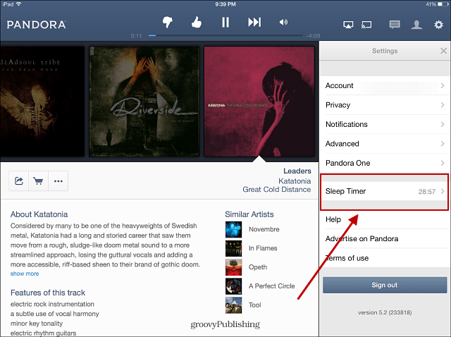 Pandora ajoute la fonction Sleep Timer pour iPad