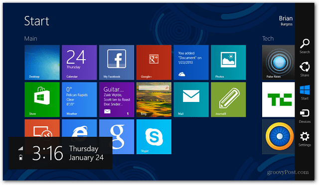 Barre des charmes de Windows 8