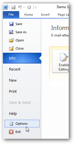 options de fichier