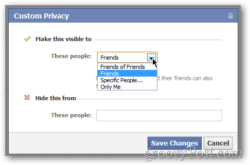 Partage de confidentialité personnalisé pour les mises à jour et les photos Facebook