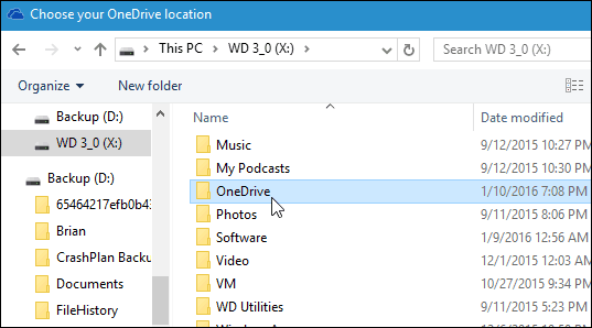 nouvel emplacement OneDrive