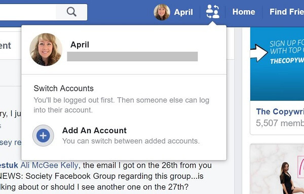 Facebook semble tester un bouton qui permet aux utilisateurs de basculer rapidement entre les comptes.