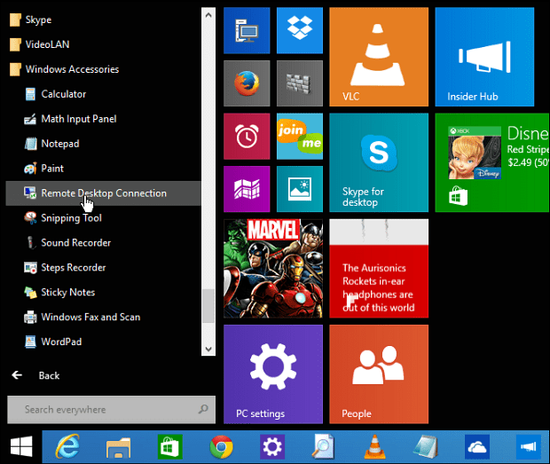Menu Démarrer de Windows 10