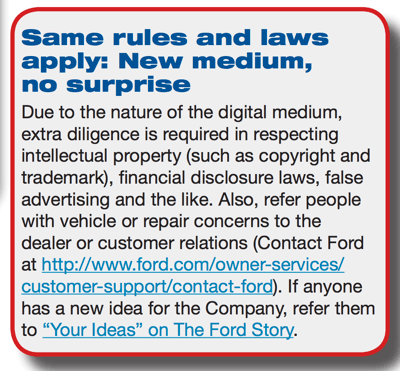 Ford Motor Company demande aux employés d'aider les clients en ligne en fournissant une URL unique qui dirige les clients vers la ressource ou le contact approprié pour leur problème.