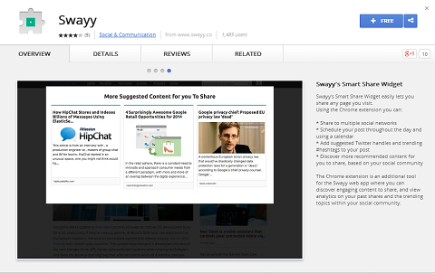 Swayy dispose également d'une extension Google Chrome pour faciliter le partage des découvertes de contenu.