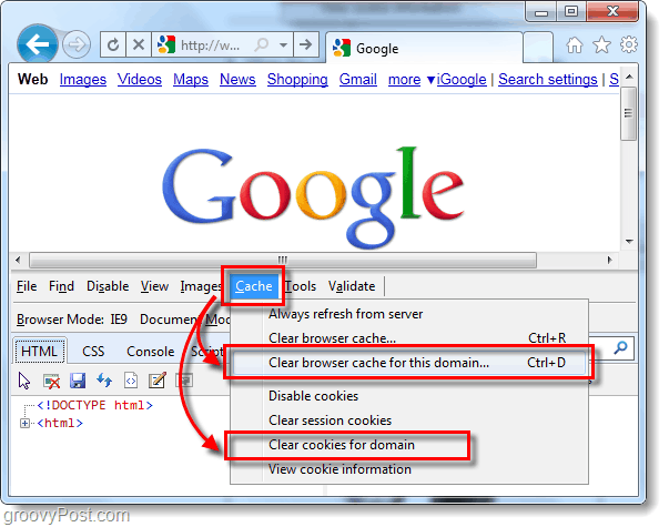 Comment effacer le cache et les cookies d'Internet Explorer 9 pour des sites individuels