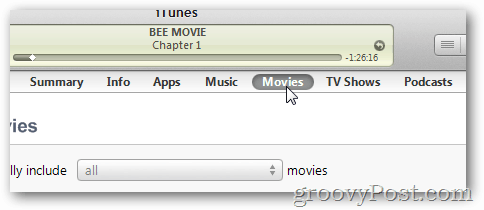 cliquez sur le bouton films dans iTunes