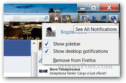 Facebook Messenger pour la barre de notification de Firefox