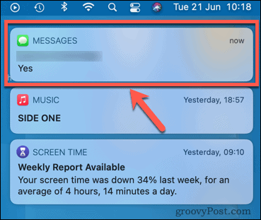 notifications de messages mac