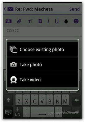 Yahoo Mail Android ajouter une vidéo photo