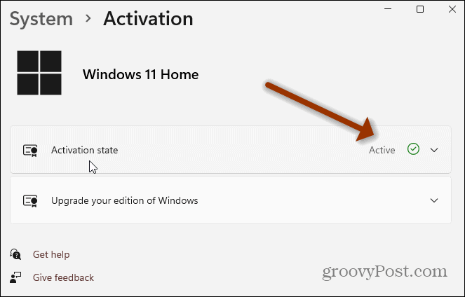 Page Paramètres d'activation de Windows 11