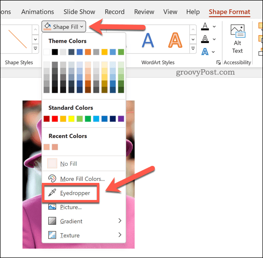 Utilisation de l'outil pipette dans Excel