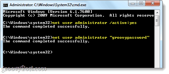 activer l'administrateur dans Windows 7 via un utilisateur net