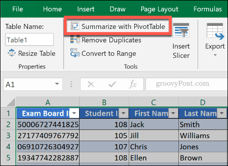 Création d'un tableau croisé dynamique à partir d'un tableau existant dans Excel