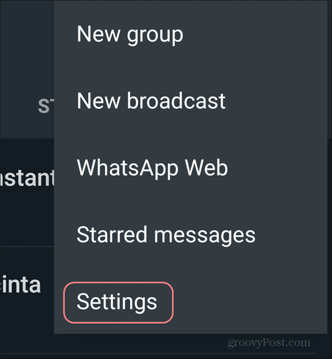 Supprimer les paramètres du compte WhatsApp
