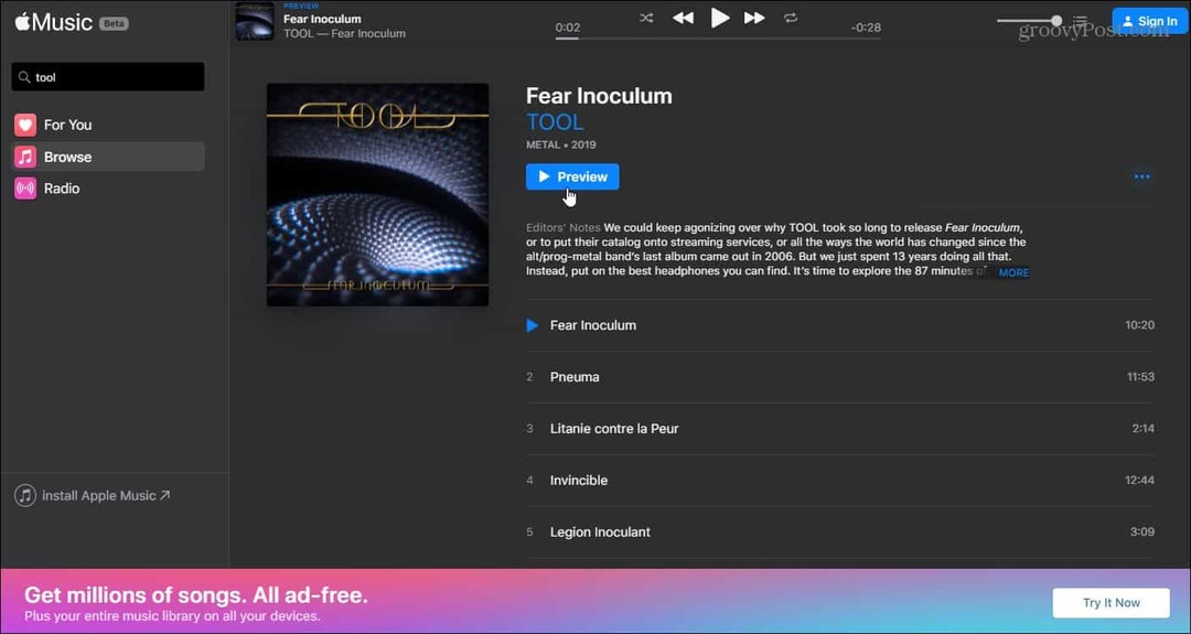Apple lance la version Web de son service Apple Music