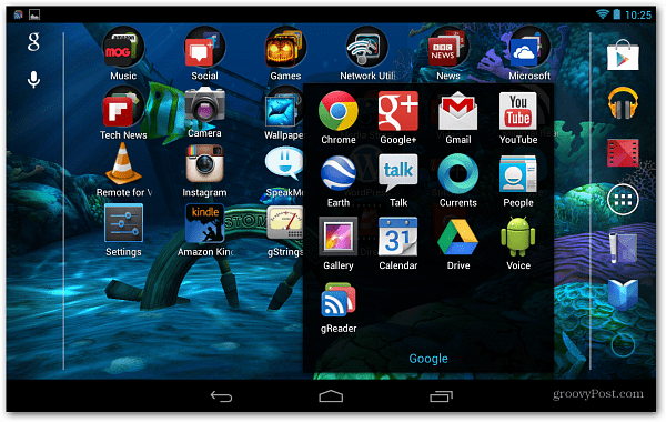 Écran d'accueil Android Nexus 7