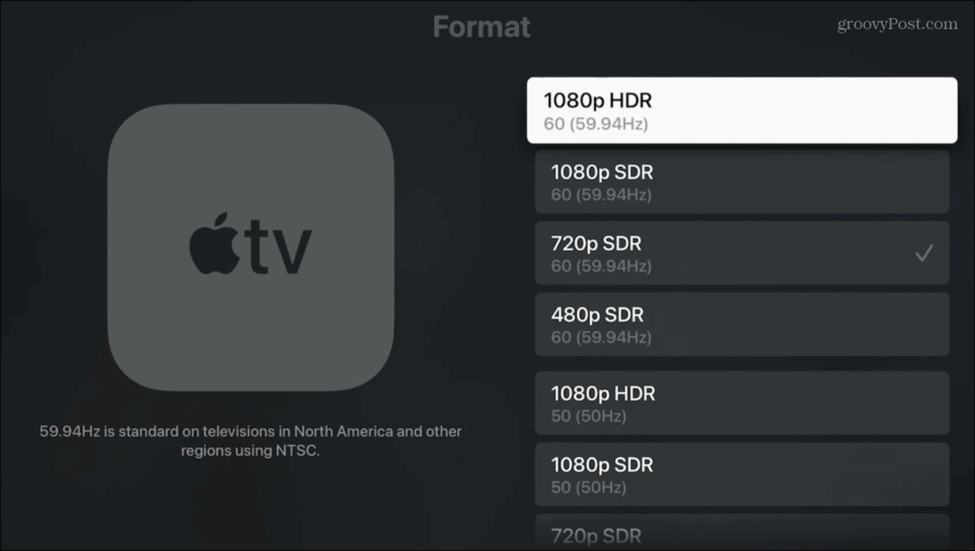Modifier la résolution d'affichage de l'Apple TV