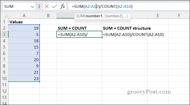 Calculer des moyennes à l'aide de SUMCOUNT dans Excel