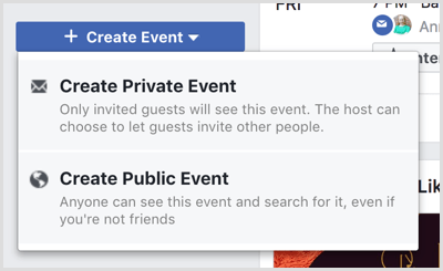 Créer des options de liste déroulante d'événements sur la page Événements Facebook