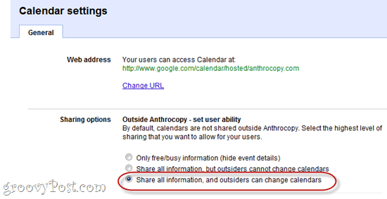 Afficher l'URL de l'adresse privée Google Apps Calendar
