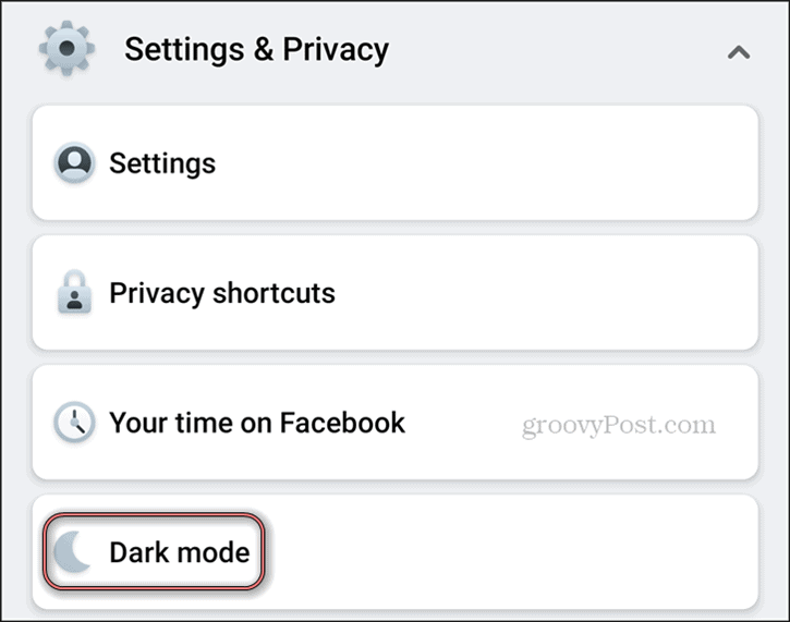 Facebook Mode sombre Paramètres Android Confidentialité Mode sombre