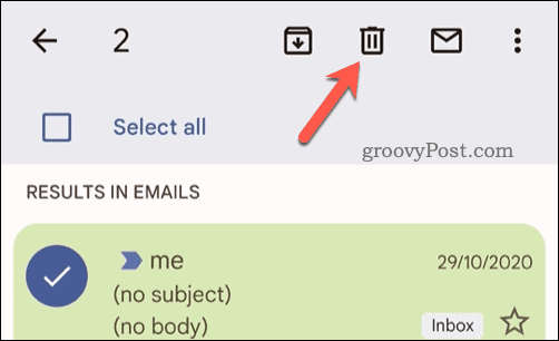 Supprimer les e-mails sélectionnés dans Gmail sur mobile