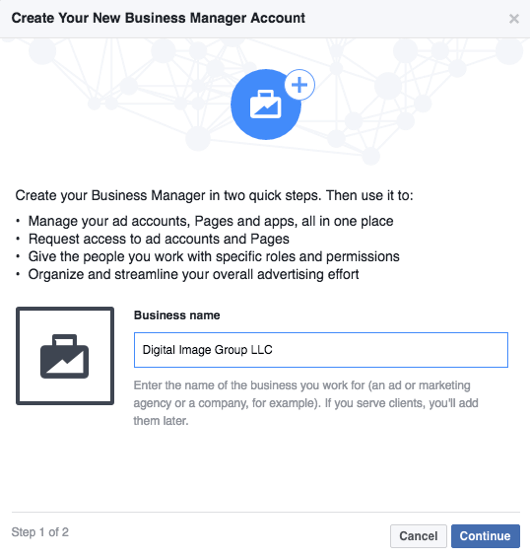 facebook business manager créer un compte