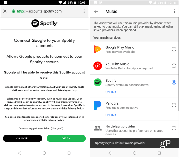 Définir l'Assistant Google Service de musique par défaut