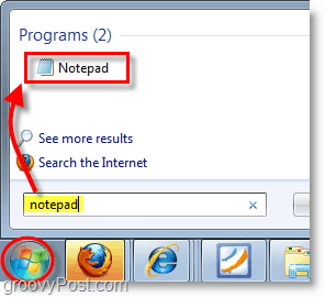Capture d'écran de Windows 7 - ouvrir le bloc-notes